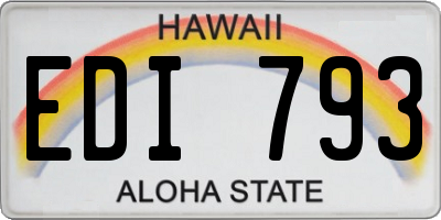 HI license plate EDI793