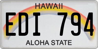 HI license plate EDI794