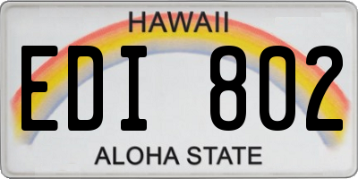 HI license plate EDI802