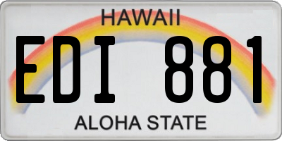 HI license plate EDI881