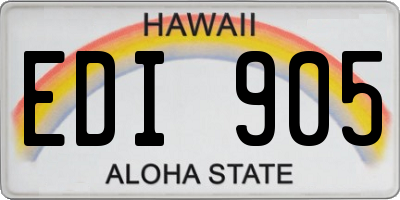 HI license plate EDI905