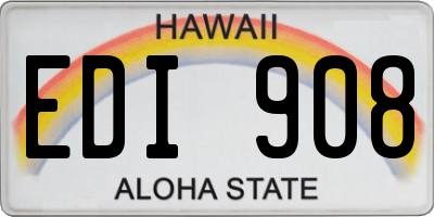HI license plate EDI908