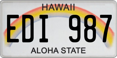 HI license plate EDI987