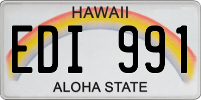HI license plate EDI991