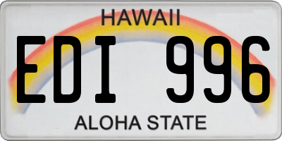 HI license plate EDI996