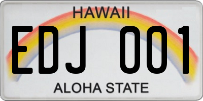 HI license plate EDJ001