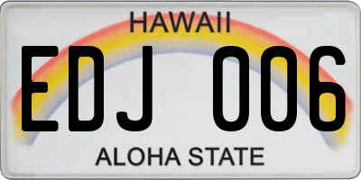 HI license plate EDJ006