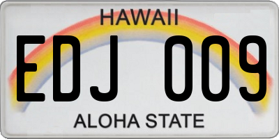 HI license plate EDJ009