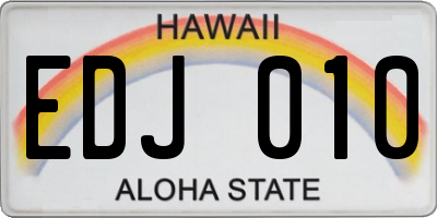 HI license plate EDJ010