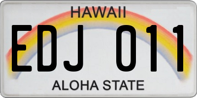 HI license plate EDJ011