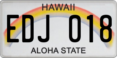 HI license plate EDJ018
