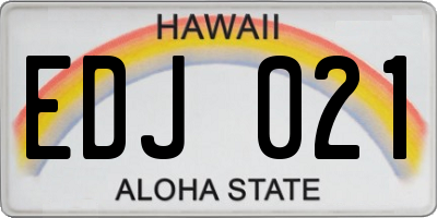 HI license plate EDJ021