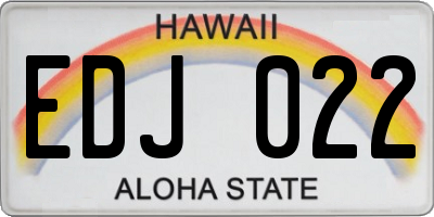 HI license plate EDJ022