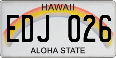 HI license plate EDJ026