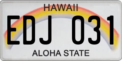 HI license plate EDJ031