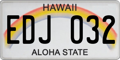 HI license plate EDJ032