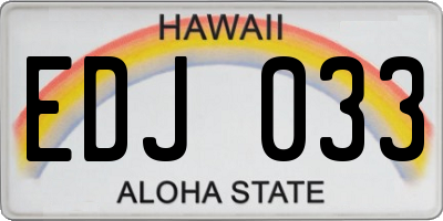 HI license plate EDJ033
