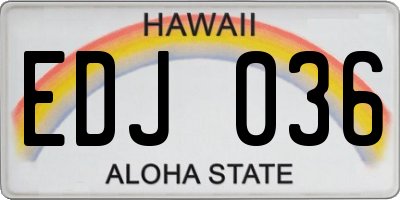 HI license plate EDJ036