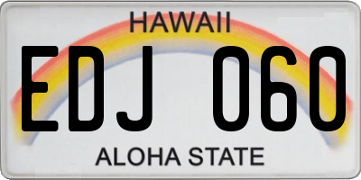HI license plate EDJ060