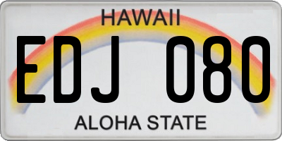 HI license plate EDJ080