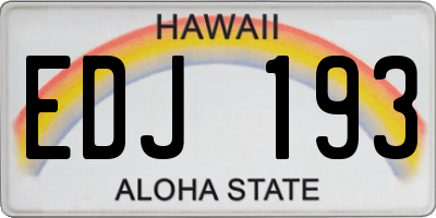 HI license plate EDJ193