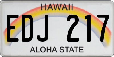 HI license plate EDJ217