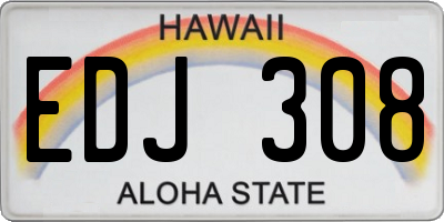 HI license plate EDJ308