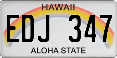 HI license plate EDJ347