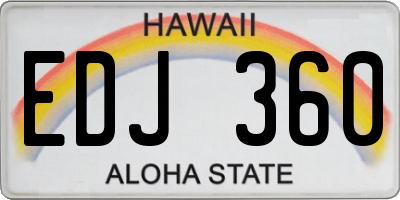 HI license plate EDJ360
