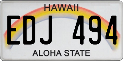 HI license plate EDJ494