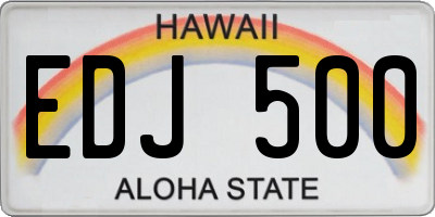 HI license plate EDJ500
