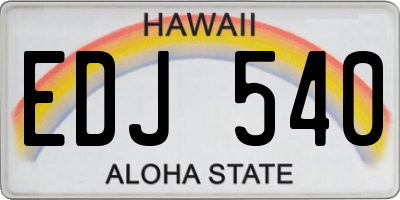 HI license plate EDJ540