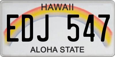 HI license plate EDJ547
