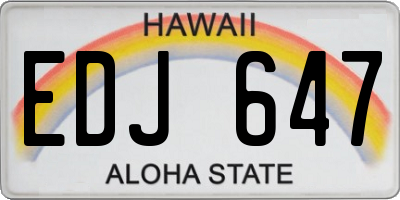 HI license plate EDJ647