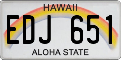 HI license plate EDJ651