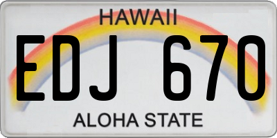 HI license plate EDJ670