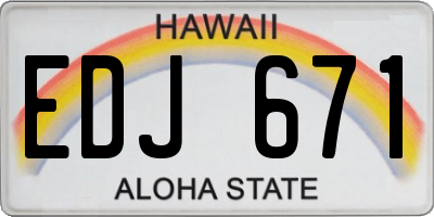 HI license plate EDJ671