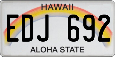 HI license plate EDJ692