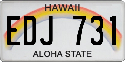 HI license plate EDJ731