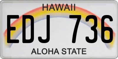 HI license plate EDJ736