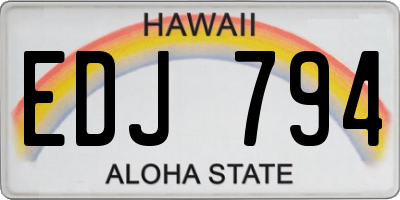 HI license plate EDJ794