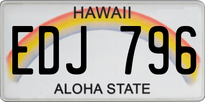 HI license plate EDJ796