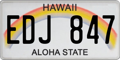 HI license plate EDJ847