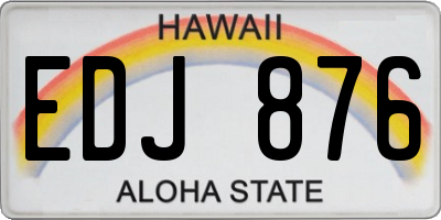HI license plate EDJ876