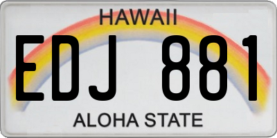 HI license plate EDJ881