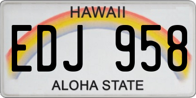 HI license plate EDJ958