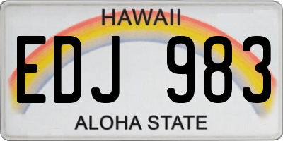 HI license plate EDJ983