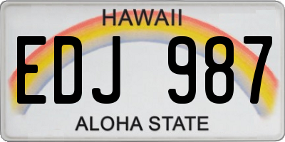 HI license plate EDJ987