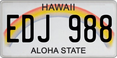 HI license plate EDJ988