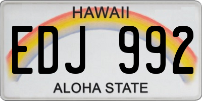 HI license plate EDJ992